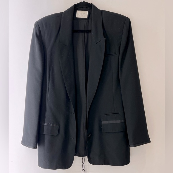 Vintage Polka Dot Black on Black Blazer - Picture 3 of 6